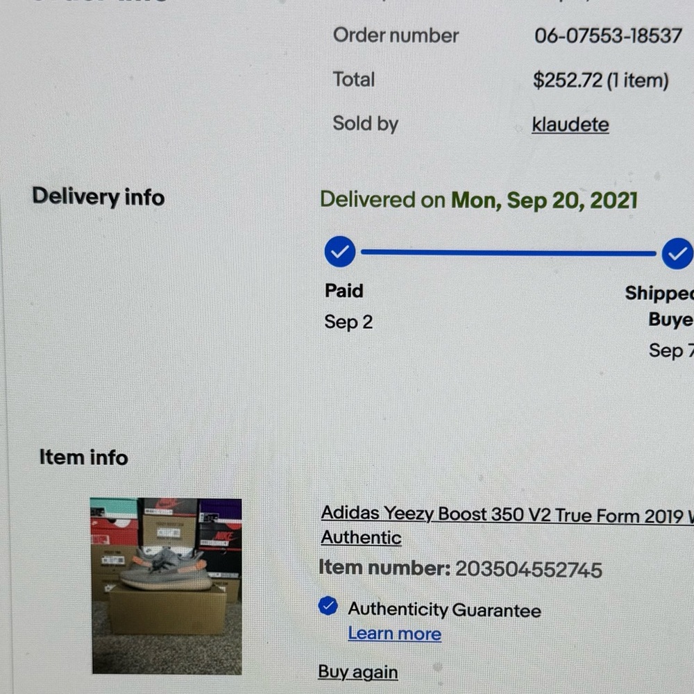 Adidas Yeezy Boost 350 V2 True Form 11.5 - Picture 11 of 11